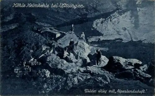 Ak Uftrungen Südharz, Höhle Heimkehle, Wilder Stieg mit Alpenlandschaft