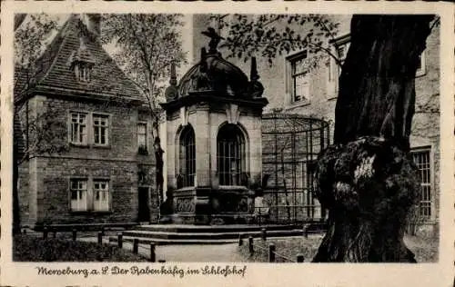 Ak Merseburg an der Saale, Schlosshof, Rabenkäfig