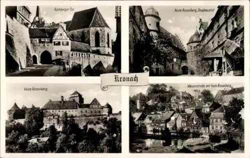 Ak Kronach in Oberfranken, Bamberger Tor, Veste Rosenberg, Zeughaushof, Wasserstraße