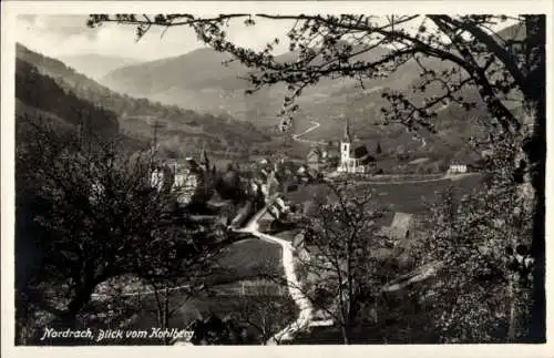 Ak Nordrach im Schwarzwald Baden, Blick vom Kohlberg, Kirche