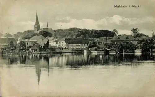 Ak Malchow in Mecklenburg, Teilansicht, Kirche