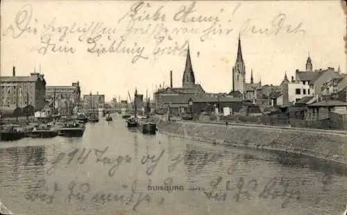 Ak Duisburg im Ruhrgebiet, Hafen