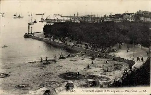 Ak Royan Charente Maritime,Panorama, Promenade Botton, Les Digues