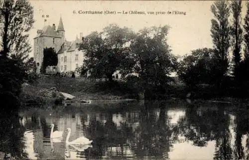 Ak Cornusse Cher, Le Chateau, vue prise de l'Etang