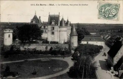 Ak Blet Cher, En Berry, Le Chateau, vue prise du clocher