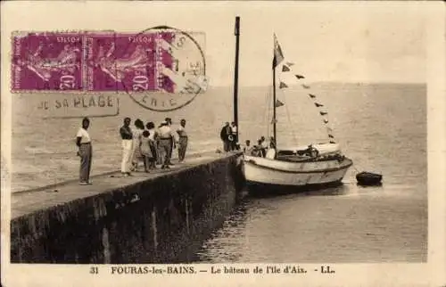 Ak Fouras les Bains Charente Maritime, Le bateau de l'Ile d'Aix