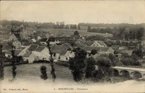 Ak Soignolles en Brie Seine et Marne, Blick auf den Ort