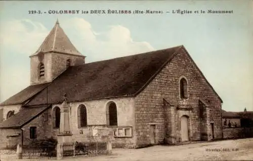 Ak Colombey les Deux-Eglises, L'Eglise et le Monument