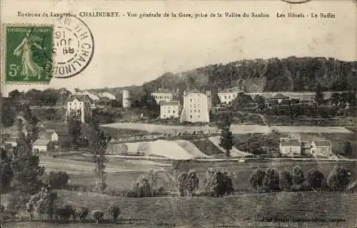 Ak Chalindrey Haute-Marne, Vue generale de la Gare, prise de la Vallee du Saulon