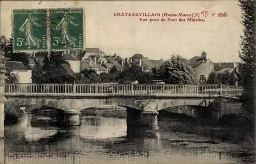 Ak Chateauvillain Haute-Marne, Vie prise du Pont des Malades