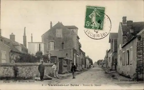 Ak Varennes sur Seine Seine et Marne, Route de Moret