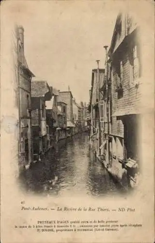 Ak Pont Audemer Eure, La Riviere de la Rue Thiers