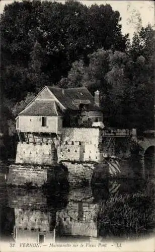 Ak Vernon Eure, Maisonnette sur le Vieux Pont