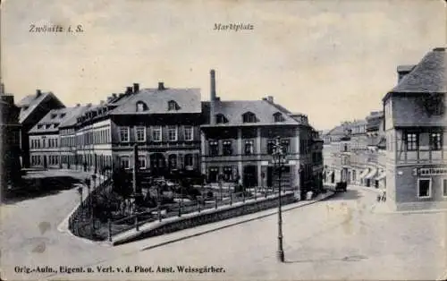 Ak Zwönitz im Erzgebirge Sachsen, Marktplatz, Gasthaus