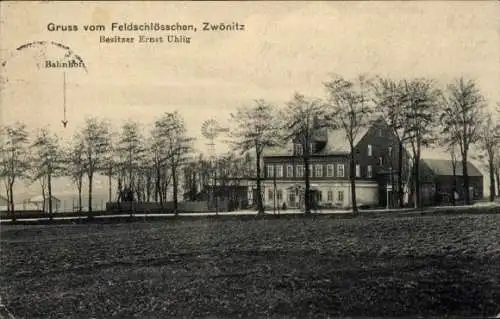 Ak Zwönitz im Erzgebirge Sachsen, Feldschlösschen