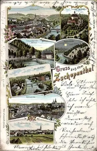 Litho Mittweida in Sachsen, Zschopautal, Waldheim, Kriebstein, Neudörfchen, Frankenberg