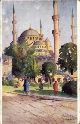 Künstler Ak Douillard, Konstantinopel Istanbul Türkei, Sultan-Ahmed-Moschee