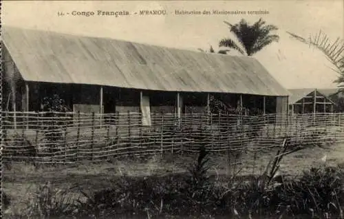 Ak Mbamou French Kongo, Wohnhäuser der Missionare