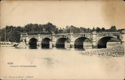 Ak Irún Baskenland Spanien, Internationale Brücke