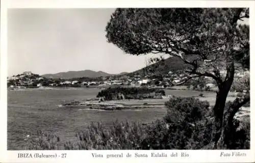 Ak Ibiza Balearen, Gesamtansicht von Santa Eulalia del Rio