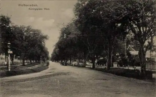 Ak Weltevreden Batavia Jakarta Indonesien, Königsplatz, Allee