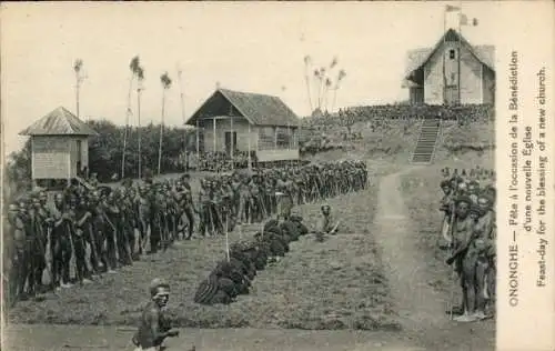 Ak Ononghe Papua-Neuguinea, Fest anlässlich der Segnung der neuen Kirche