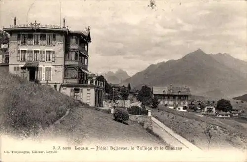 Ak Leysin Kanton Waadt, Hotel Bellevue, College et le Chaussy