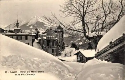 Ak Leysin Kanton Waadt, Hotel du Mont-Blanc, Pic Chaussy, Winter