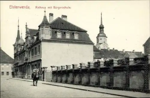 Ak Elsterwerda in Brandenburg, Rathaus mit Bürgerschule