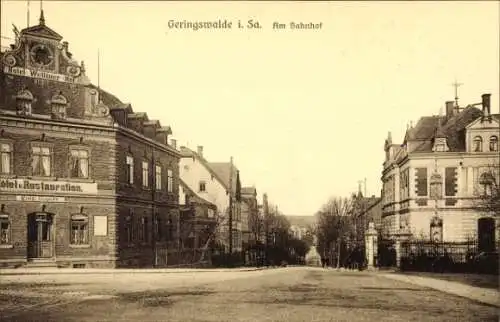 Ak Geringswalde Sachsen, Am Bahnhof, Hotel-Restaurant