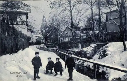 Ak Oederan in Sachsen, Brühl, Winter, Kinder