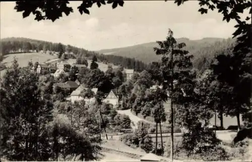 Ak Meuselbach Schwarzmühle im Schwarzatal, Blick auf den Ort mit Umgebung