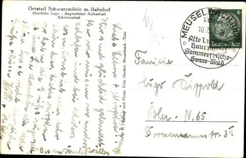 Ak Meuselbach Schwarzmühle Schwarzatal in Thüringen, Panorama, Bahnhof