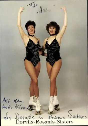 Ak Schauspielerin Dorvils-Rosanis-Sisters, Portrait, Autogramm, Rollschuhe