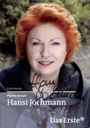 Ak Schauspielerin Hansi Jochmann, Portrait, Autogramm, ARD, Serie Pfarrer Braun