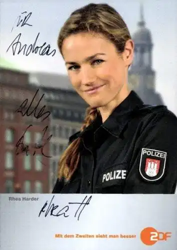 Ak Schauspielerin Rhea Harder, Portrait, Autogramm, ZDF, Serie Notruf Hafenkante