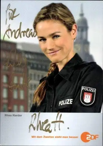 Ak Schauspielerin Rhea Harder, Portrait, Autogramm, ZDF, Serie Notruf Hafenkante