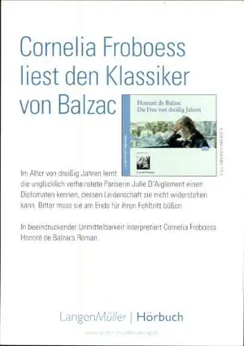 Ak Schauspielerin Cornelia Froboess, Portrait, Autogramm