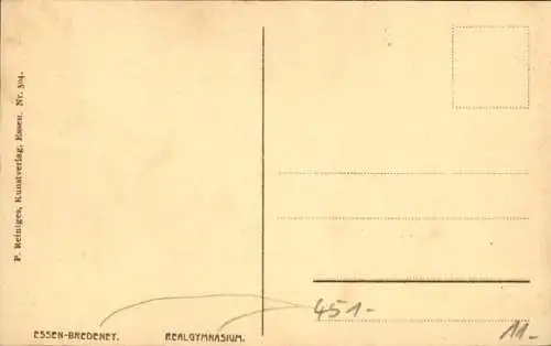 Ak Bredeney Essen im Ruhrgebiet, Realgymnasium
