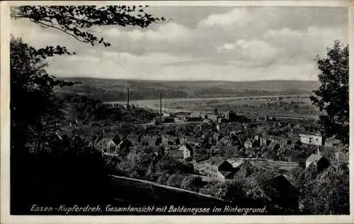 Ak Kupferdreh Essen im Ruhrgebiet, Gesamtansicht, Baldeneysee im Hintergrund