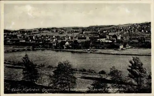 Ak Kupferdreh Essen im Ruhrgebiet, Gesamtansicht, Kampmannbrücke, Baldeneysee