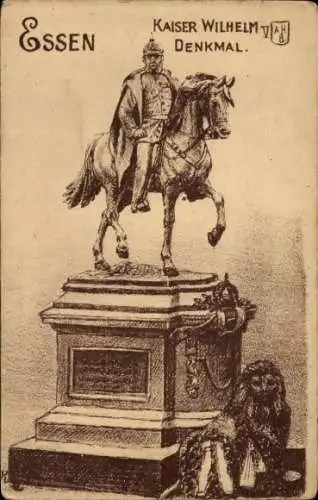 Künstler Ak Essen im Ruhrgebiet, Kaiser Wilhelm-Denkmal
