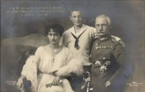 Ak Kronprinz Rupprecht von Bayern, Prinzessin Antonia von Luxemburg, Erbprinz Albrecht