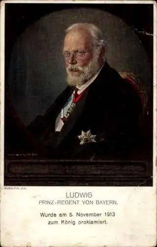 Künstler Ak Firle, Walther, Prinz Ludwig von Bayern, König Ludwig III, Portrait