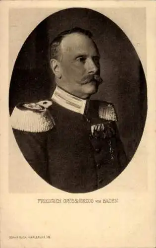 Passepartout Ak Großherzog Friedrich von Baden, Portrait in Uniform
