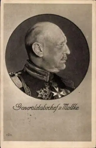 Passepartout Künstler Ak Generalstabschef Helmuth Johannes Ludwig von Moltke, Profilansicht