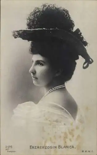 Ak Erzherzogin Blanca von Österreich, BKWI 2696, Portrait, Federhut