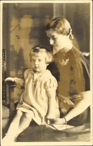 Foto Ak Prinzessin Maria Isabella d'Orleans Montpensier mit Kind