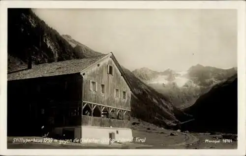 Ak Mayrhofen Zillertal Tirol, Blick zum Alpengasthof Stilluperhaus