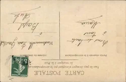 Ak Glückwunsch Neujahr, Mann mit Blumen in einem Briefkasten